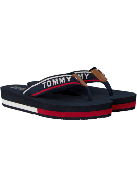 TOMMY HILFIGER JEANS SLIPPER MET PLATEA ZOOL Red blue white